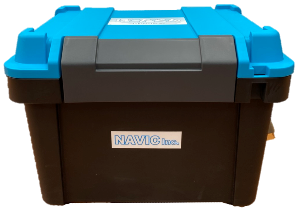 A blue and brown "NOKVAP" water bottle with a white "STAMPER" sticker is prominently displayed against a black background.